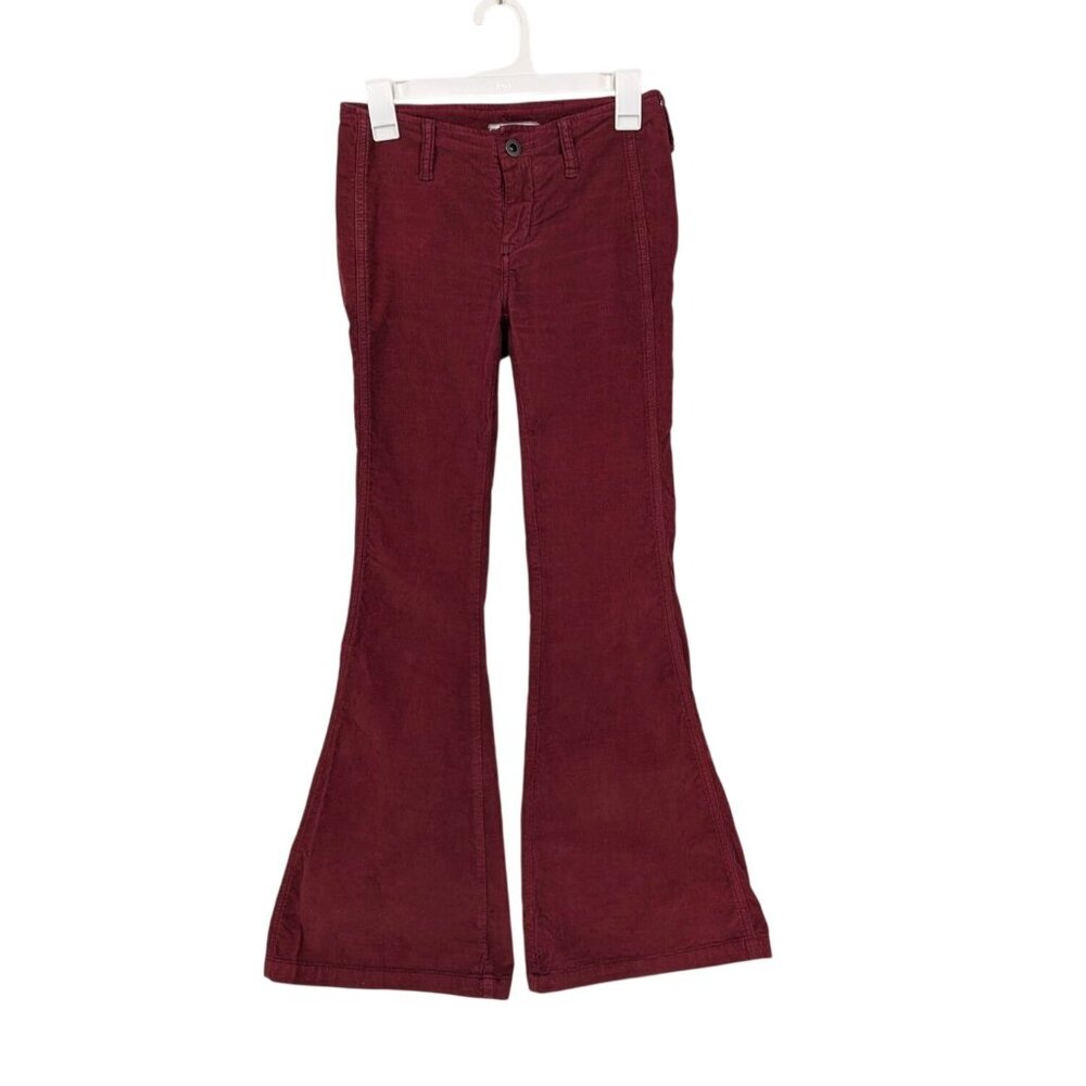 Free People Burgundy Flare Pants 70s Corduroy